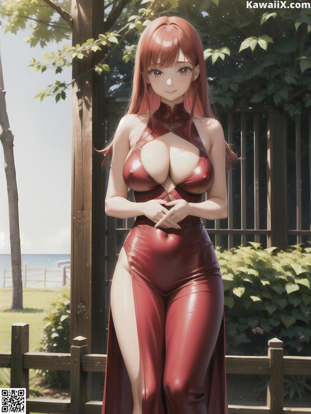 Hentai - 华彩繁花 Set 1 20230602 Part 13 No.b9779c A woman in a red latex outfit standing in front of a fence.