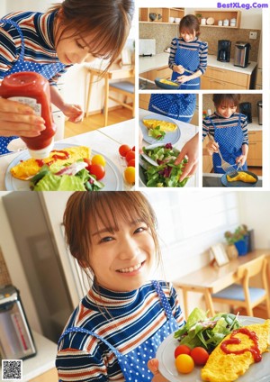 A woman sitting at a table with a plate of food.