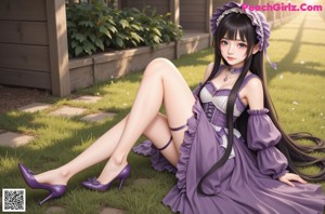 a woman in a pink dress sitting on a couch