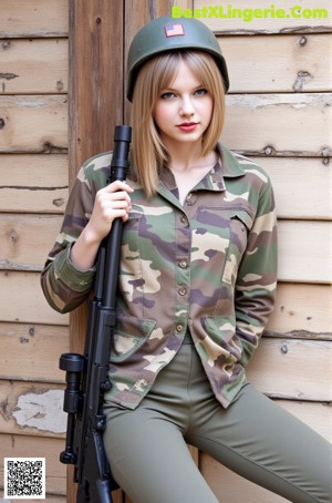 A woman in a leopard print shirt is posing for a picture.