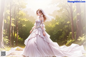 A woman in a wedding dress posing for a picture.