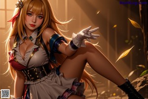 A woman in a cosplay outfit posing for a picture.